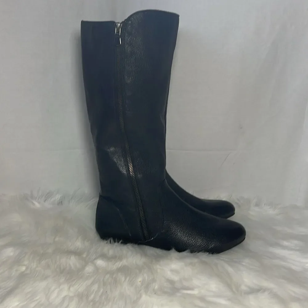 Gianni Bini‎ Black Pebbled Leather Knee High Boots Sz 8